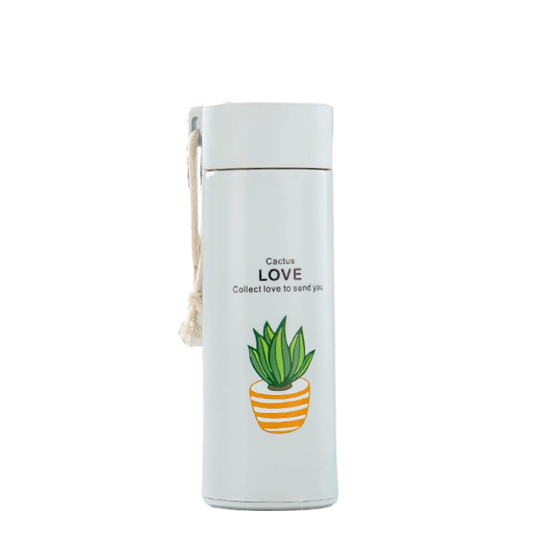 PFS - Botol Minum Kaca unik motif kaktus cactus 450 mL glass material murah cantik padang-ABU ABU NO BOX