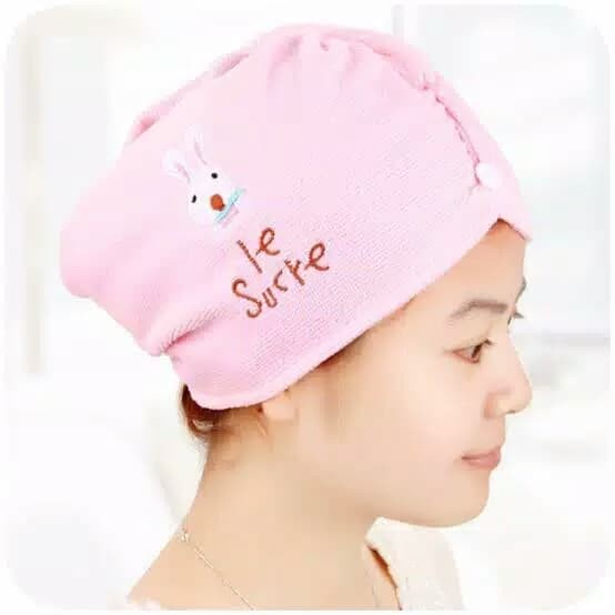 Magic Towel BUNNY Hair Wrap Handuk Keramas Kepala Microfiber Creambath Pengering Rambut Motif Kelinci