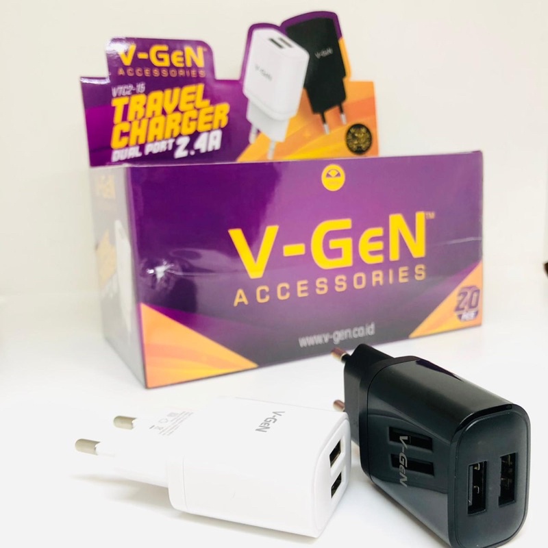 SEN 1PCS CHARGER V-GEN VTC2-15 BATOK CASAN KEPALA CHARGER CASAN VGEN 2.4A