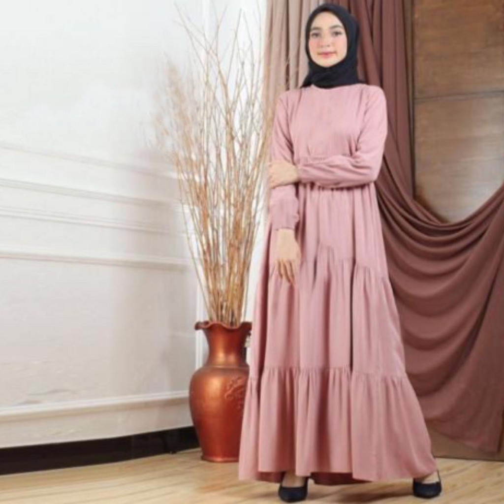 Gamis Susun Babydoll Jersey | Shopee Indonesia