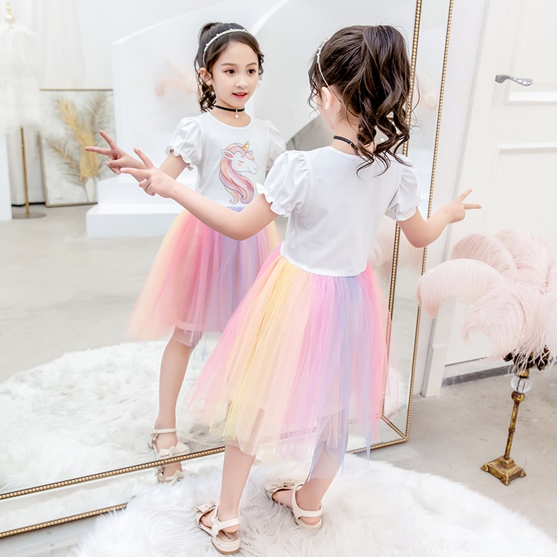 UNICORN DREAM DRESS BAJU BABY DOLL TUTU UNICORN RAINBOW ANAK CEWEK KOREA IMPOR FASHION ULANG TAHUN