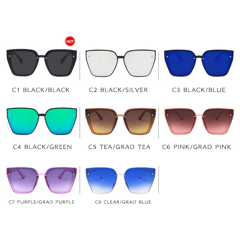 (YUZHU) Bayar di Tempat Korean Design Retro Square Kacamata Hitam Wanita/Pria Trendy Sunglasses Women/Men