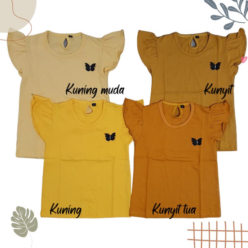 Baju Atasan Kaos Anak Ruffle tee size L 4-5 Tahun Laurakidshop