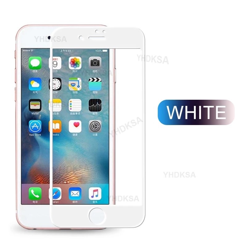 TEMPERED GLASS WHITE 9D IPHONE 6 6G 6S 7 7G 8 6+ 6S+ 7+ 8+ PLUS FULL COVER ANTI GORES KACA PUTIH FULL LEM