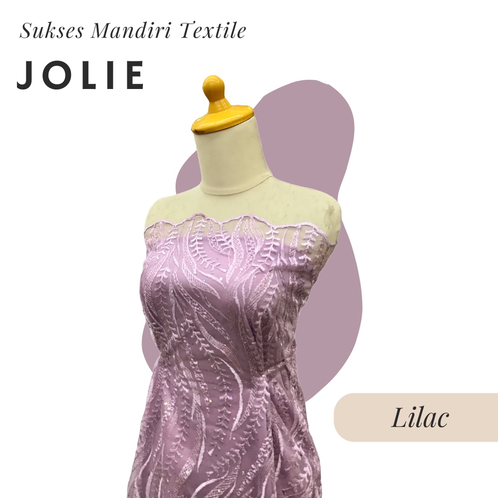[JOLIE] Brokat Brukat Tile Premium Mewah Warna Lilac Ungu | Harga ½ meter = 50 cm (Bahan Dress Bride