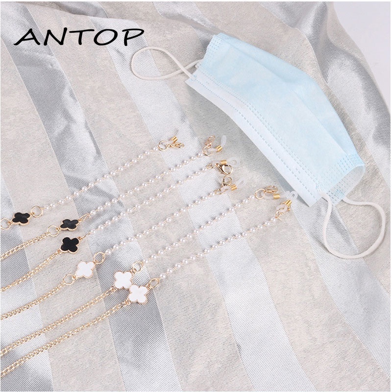 KALUNG MASKER / GANTUNGAN MASKER / STRAP MASK KOREA RANTAI MUTIARA ANTOP