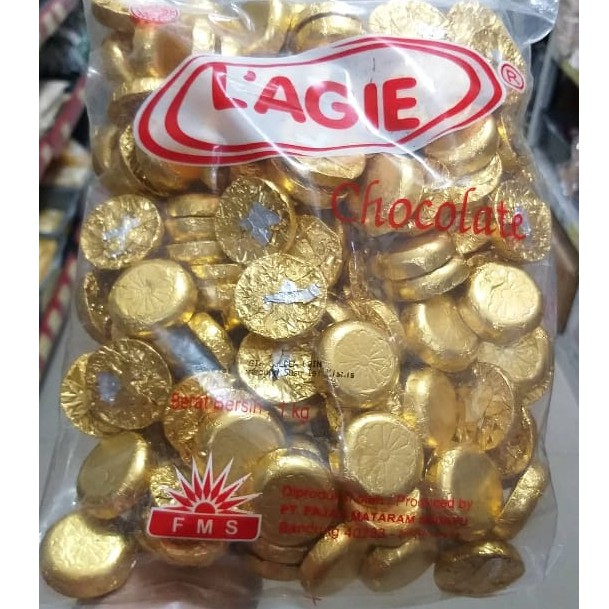 

1Kg L'agie Lagie Chocolate Gold Coin Koin Emas Isi Cokelat Coklat FMS