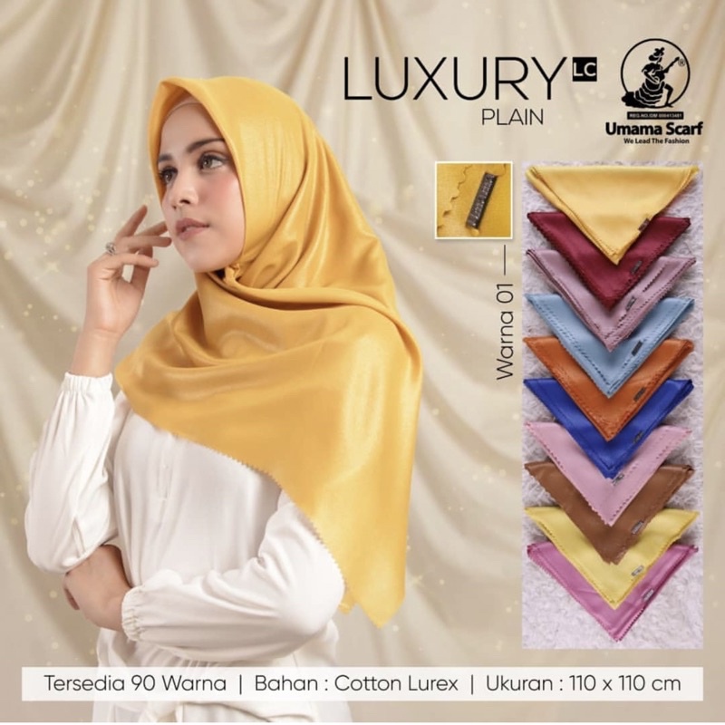 [BISA COD] TERMURAH SQUARE LUXURY PLAIN LC ORI UMAMA / JILBAB SEGIEMPAT SINAR COTTON LUREX LASER CUT