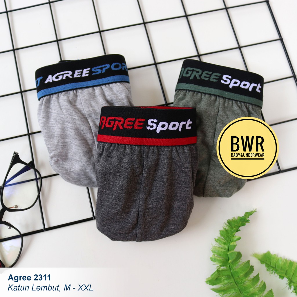 [ 3pc ] AGREE | CD AGREE 2311 | Celana Dalam Sempak Pria Dewasa 2311 Karet Boxer Lembut