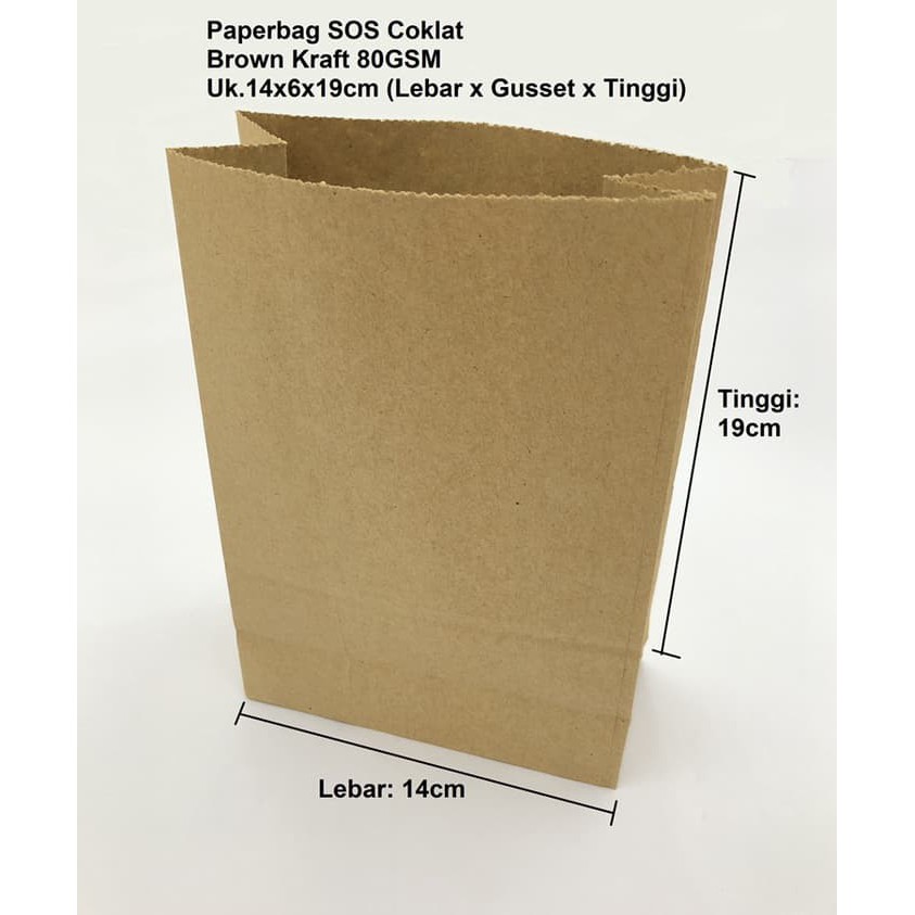 

Kantong Kertas Coklat / Paperbag SOS Kantong Kertas Coklat 14x6x19 cm (M) Souvenir Coklat Polos