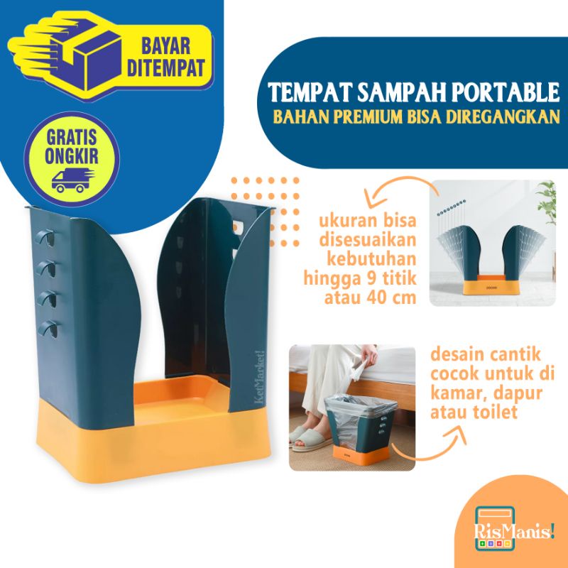 ADJUSTABLE TRASH BIN - Tempat Sampah Rakit 4 Pengait Tong Ukuran Sesuai Kantong Plastik Kresek Dapur