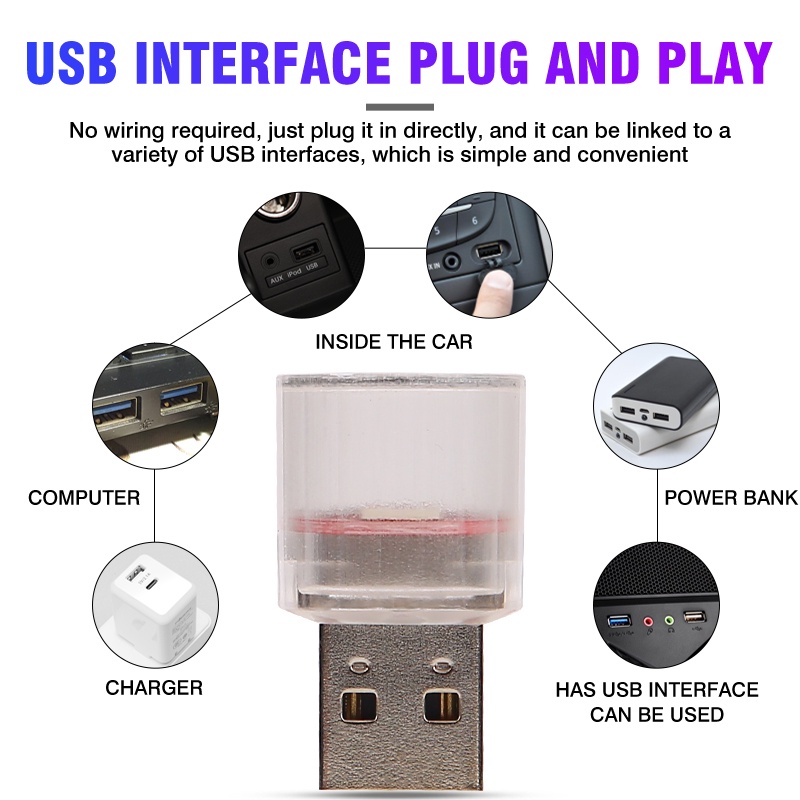 Lampu Atmosfir led mini usb plug play Untuk Dekorasi Mobil