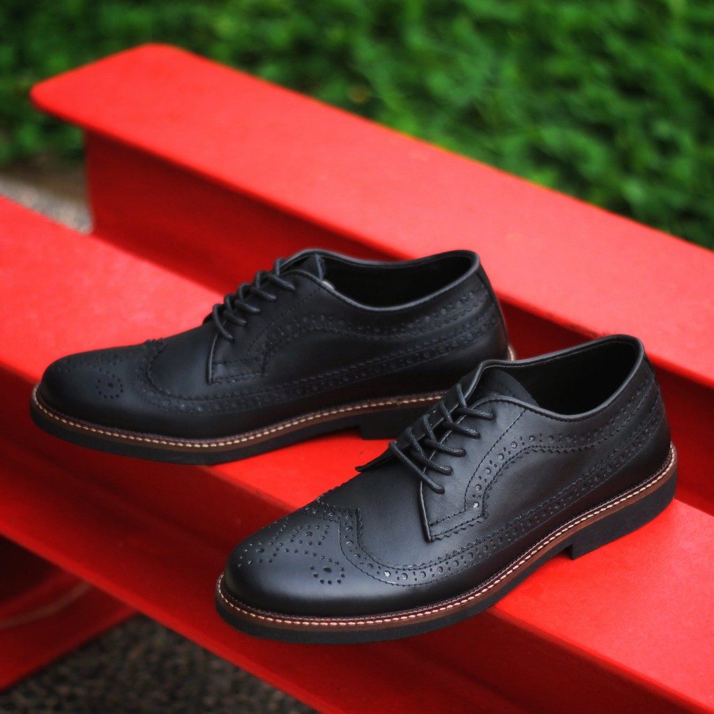 BRITISH BLACK (KULIT ASLI) |MNM x Kenzio| Sepatu Pantofel Pria Formal / Kantor ORI