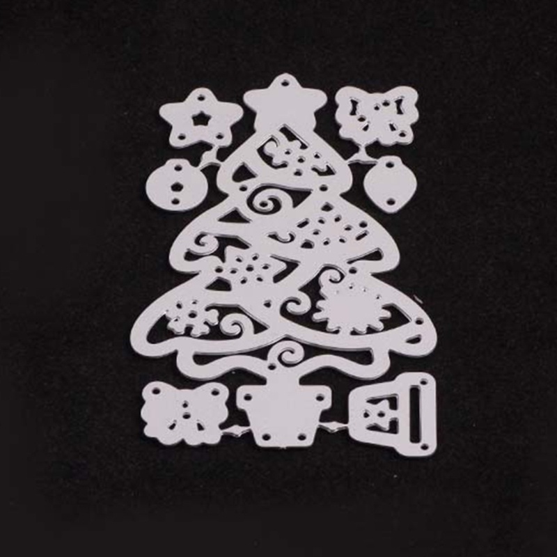 Cetakan Stensil Cutting Dies Motif Pohon Natal Bahan Metal Untuk Scrapbook / Craft DIY