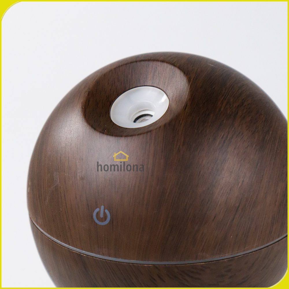 Humidifier Diffuser Aromaterapi 130ml - Taffware HUMI JKC01 Dark Brown - Ultrasonic Aromatherapy Essential Oil Burner Mini Mobil Bulat Wood Design Desain Kayu