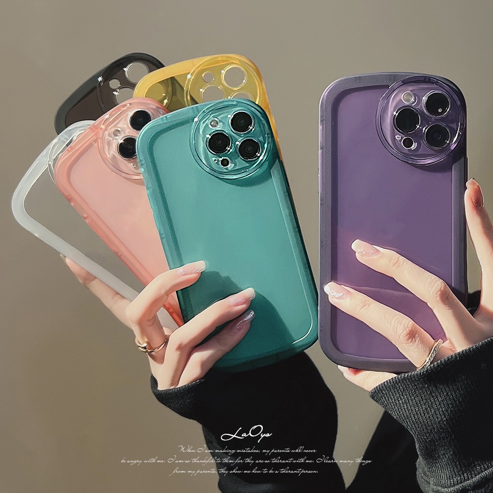 Casing Airbag Transparan Warna Neon OPPO A17 A16 A95 A17K A15 A12 A5S A3S A12E A7 A5 A9 2020 A53 A33 A54 A74 A16s A15s A35 A11 A11K A Macaron Soft TPU Shockproof Cover