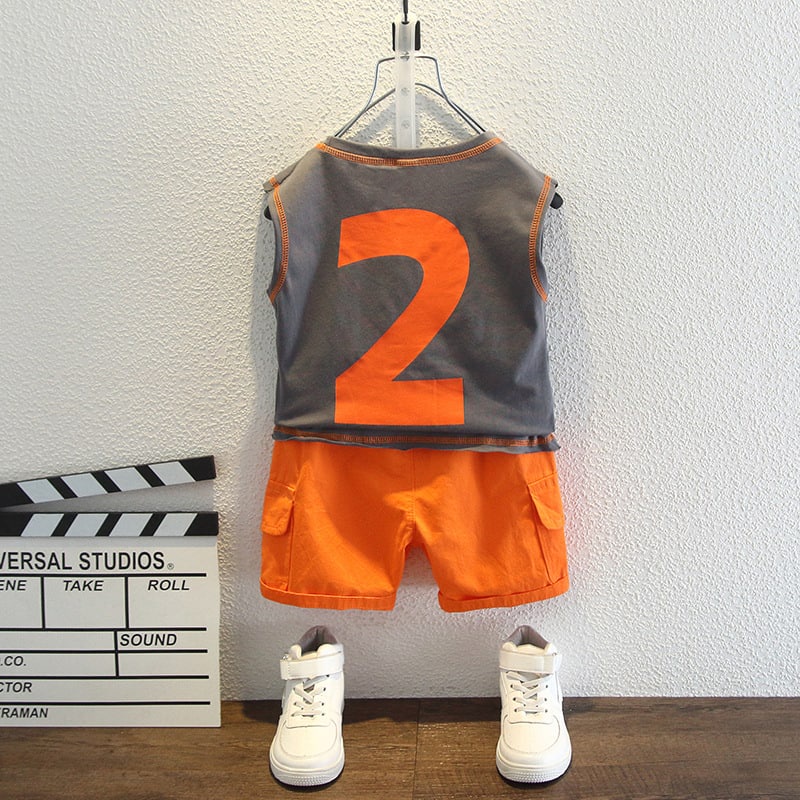 Promo !! Setelan baju anak cowok / setelan two orange fanco ukuran 2-4tahun / Setelan anak import keren