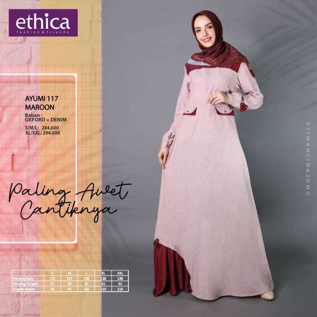Gamis Ethica Dewasa Ayumi 117 Maroon / Gamis Ethica Original / GAMIS ETHICA / BAJU GAMIS ETHICA / GA