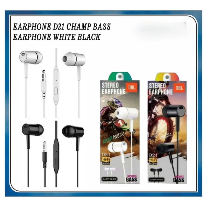 Headset Handsfree D21 Stereo Earphone Extra Bass