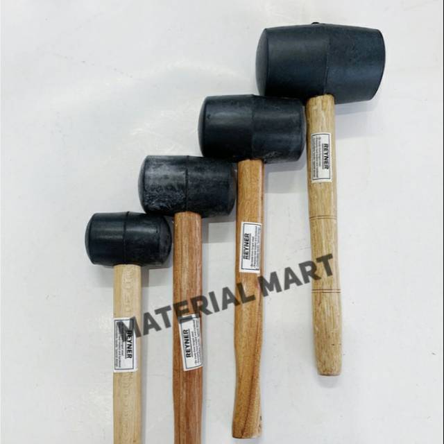 Palu Karet Hitam Gagang Kayu 8oz | Palu Keramik Bagus 8 oz | Hammer | Material mart