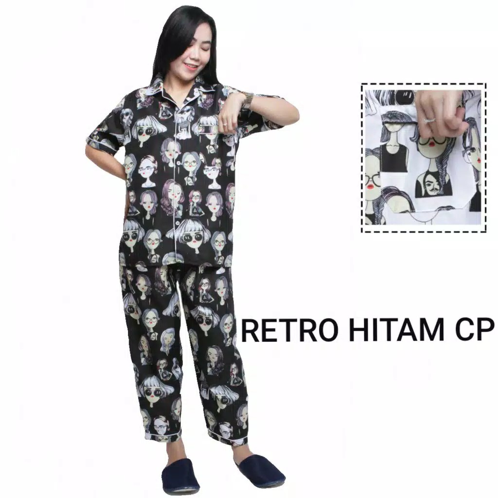 Piyama Retro / Daster Retro / Baju Tidur Retro / Piyama Motif / Pakaian Wanita (fs)