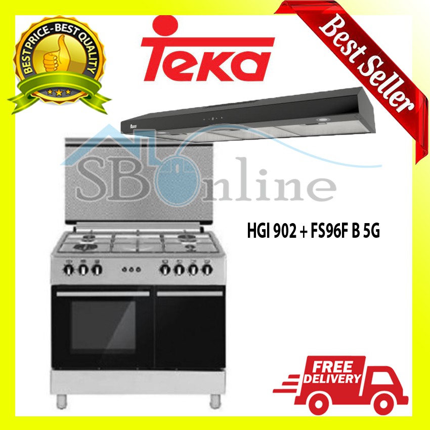 PAKET KOMPOR FREESTANDING + COOKER HOOD TEKA - HGI 902 + FS96F B 5G