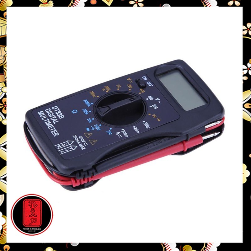 Pocket Size Digital Multimeter AC/DC Voltage Tester - DT83B - Black