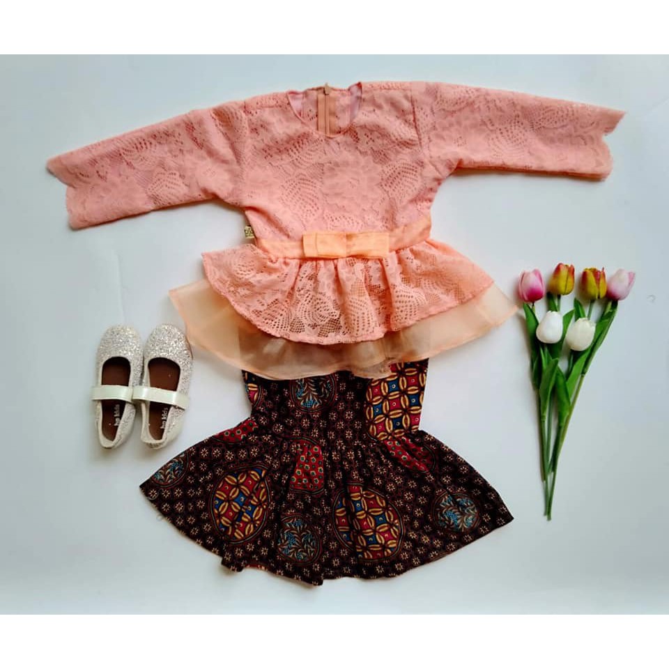 Baju Kebaya Anak Centini Size 8-10 Tahun Warna Peach (ReadyStock)