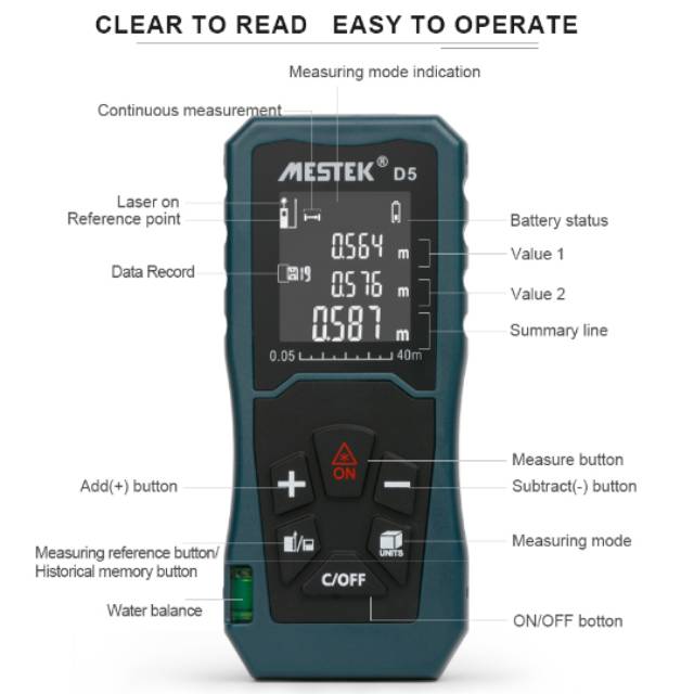 Mestek D5 Laser Mesure 40 M laser  Distance Meter Laser Rangefinder Rangefinder Medidor Trena Laser