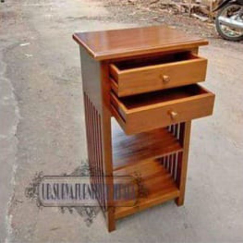 Nakas 2 laci meja dispenser kayu jati meja kecil meja pajangan minimalis kayu jati