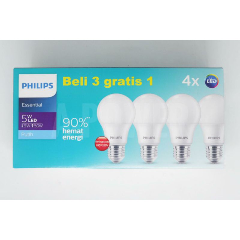 Philips - Lampu LED Essential Multipack / Paket 5W (Putih)