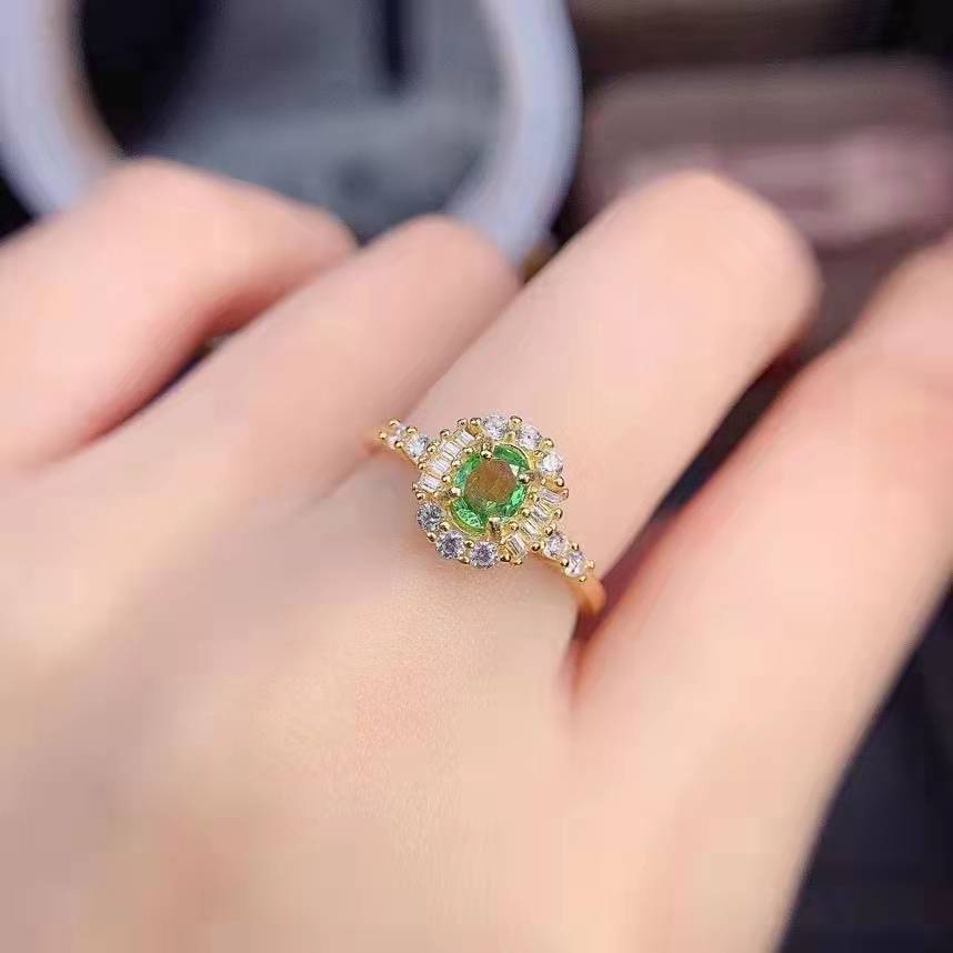 Goldkingdom Perhiasan Fashion Emas Asli Kadar 375 Bangkok Aksesoris Ready Stock Gilt Olive Green Ring Micro Diamond Ring Untuk Pertunangan Dan Nikah Dengan Wanita