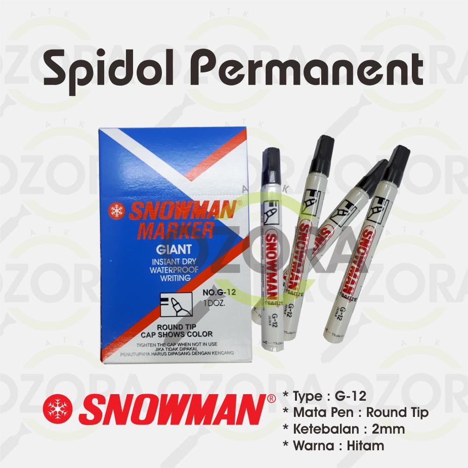 

Spidol Snowman Permanent Marker G12 Bisa isi Ulang