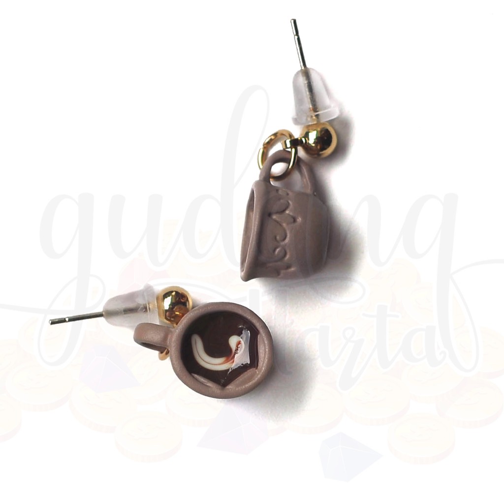 Anting Stud Korea Panjang Cups of Coffee Dua Cangkir Kopi Lucu Unik GH 203525