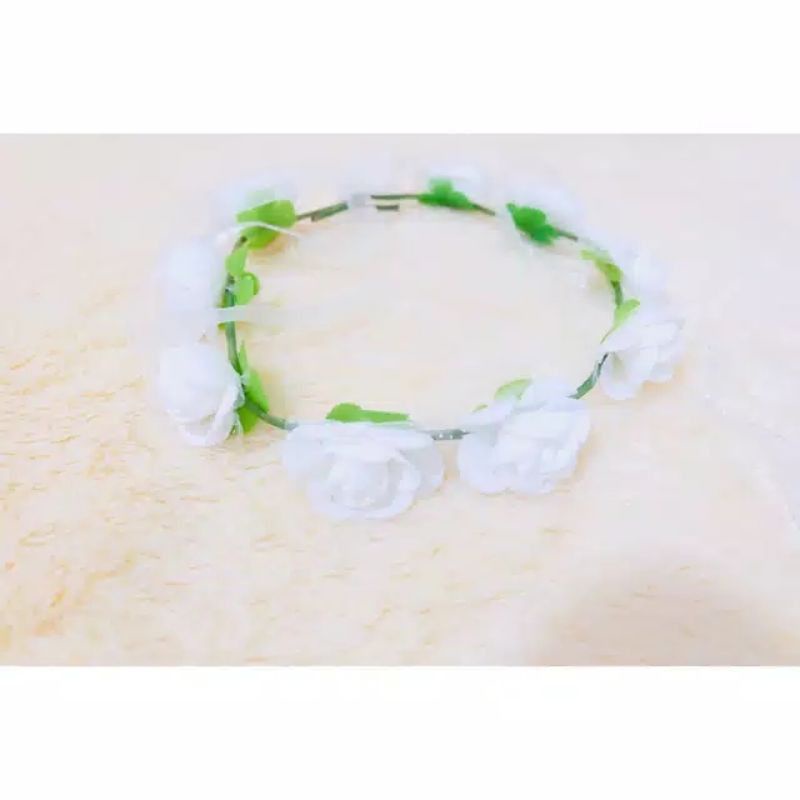 FLOWER CROWN BUNGA SPON PUTIH//MAHKOTA BUNGA CANTIK BANDO