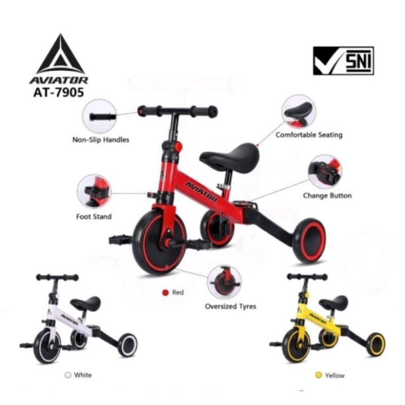 Sepeda Anak Roda Tiga Aviator AT-7905 Balance Bike AT 7905