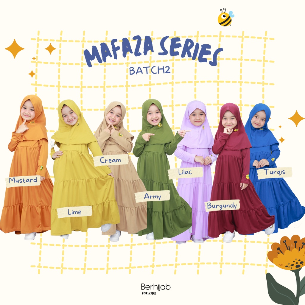 GAMIS ANAK LEBARAN  MAFAZA SERIES - gamis anak free hijab usia newborn - 8 tahun #berhijabforkids