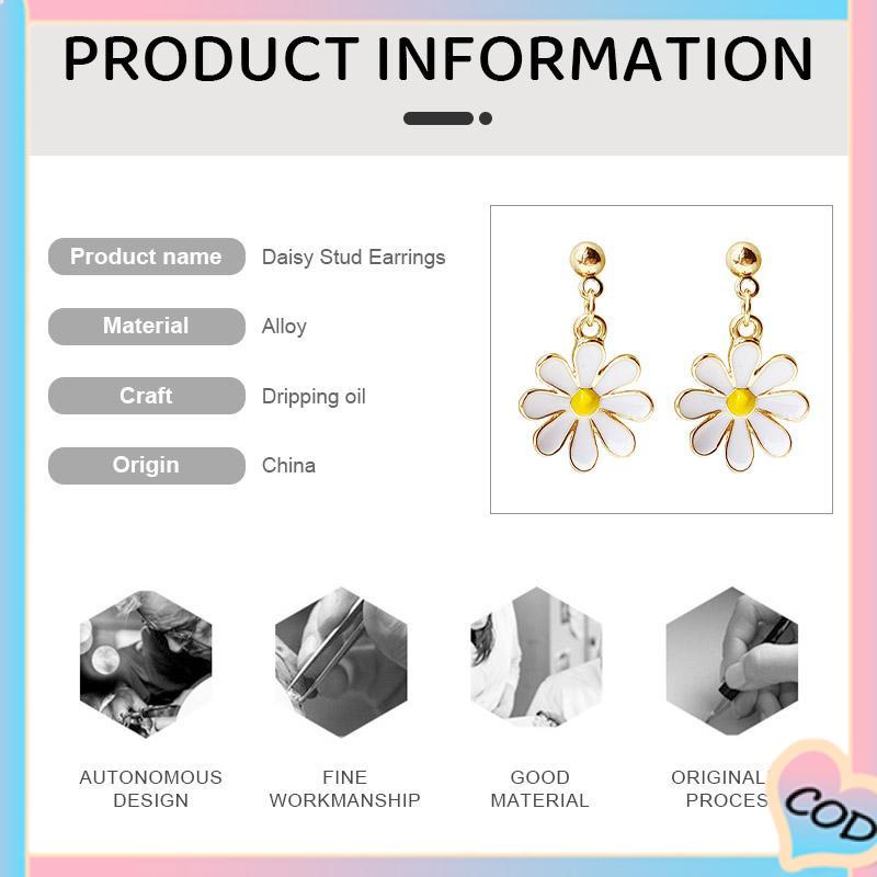 COD❤️925 Silver Daisy Earrings Fashion Anting Pejantan Bunga Matahari Manis Segar-A.one