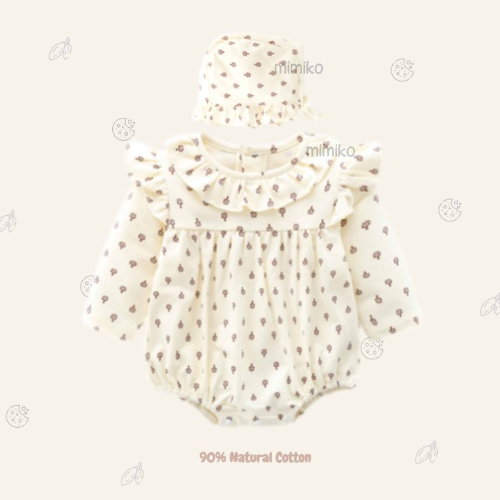 Mimiko - Mila Set Dress Setelan Bayi Bodysuit Rok Topi STE0035