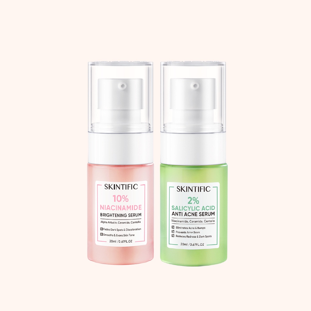 【Skintific Outlet Official】SKINTIFIC Serum Kit - 2% Salicylic Acid Anti Acne Serum &amp; 10% Niacinamide Brightening Serum 20Ml Serum Mencerahkan【BPOM】