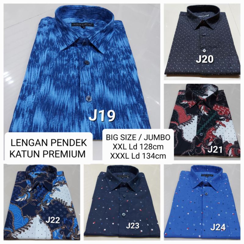 KEMEJA PRIA XXL XXXL HEM PRIA JUMBO BIG SIZE LENGAN PENDEK MOTIF KATUN PRINTING PREMIUM