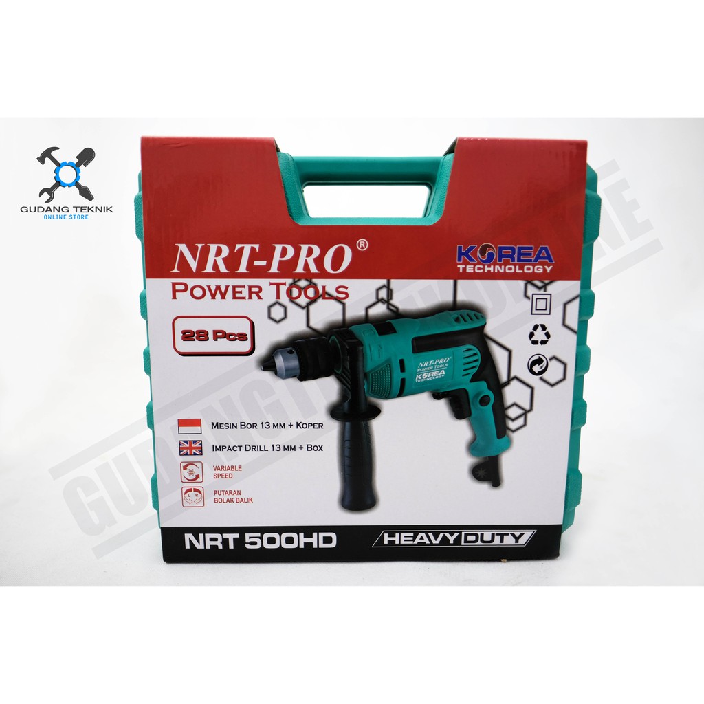 Mesin Bor Set NRT PRO 500 HD / Mesin Bor Beton NRT 500HD 13 Mm Hammer Impact Drill