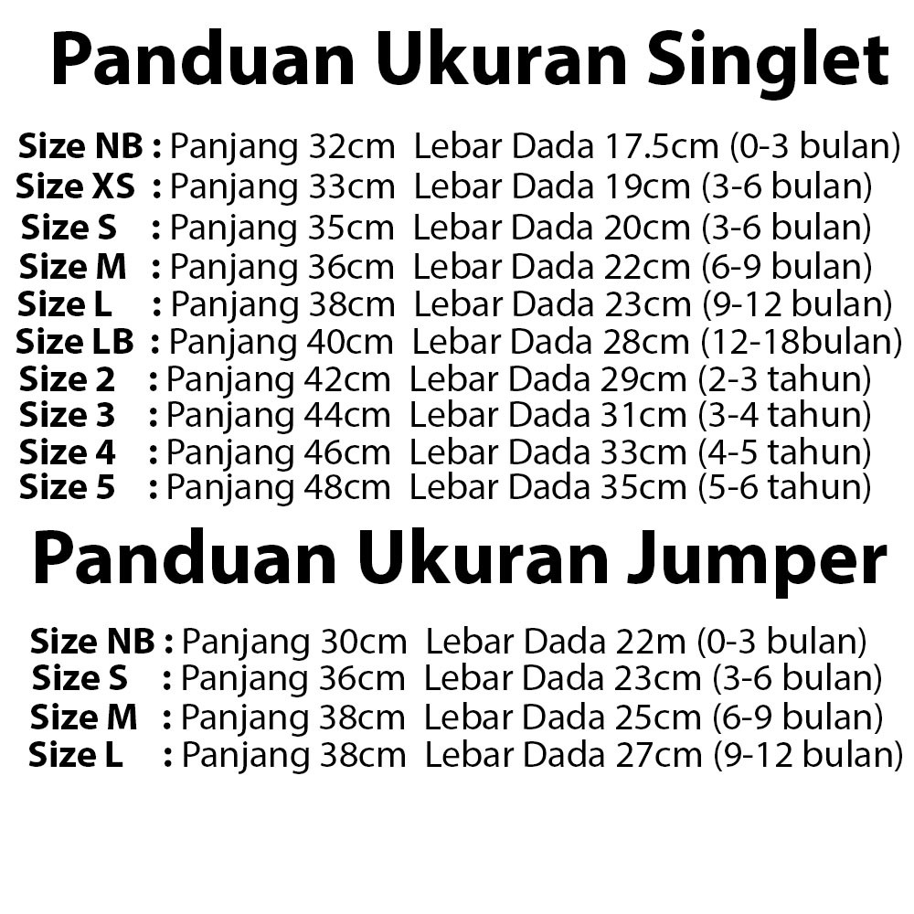 Singlet Jumper VELVET Kaos Dalam size NB XS S M L LB 2 3 4 5 6 7 kutung kancing junior bayi new born