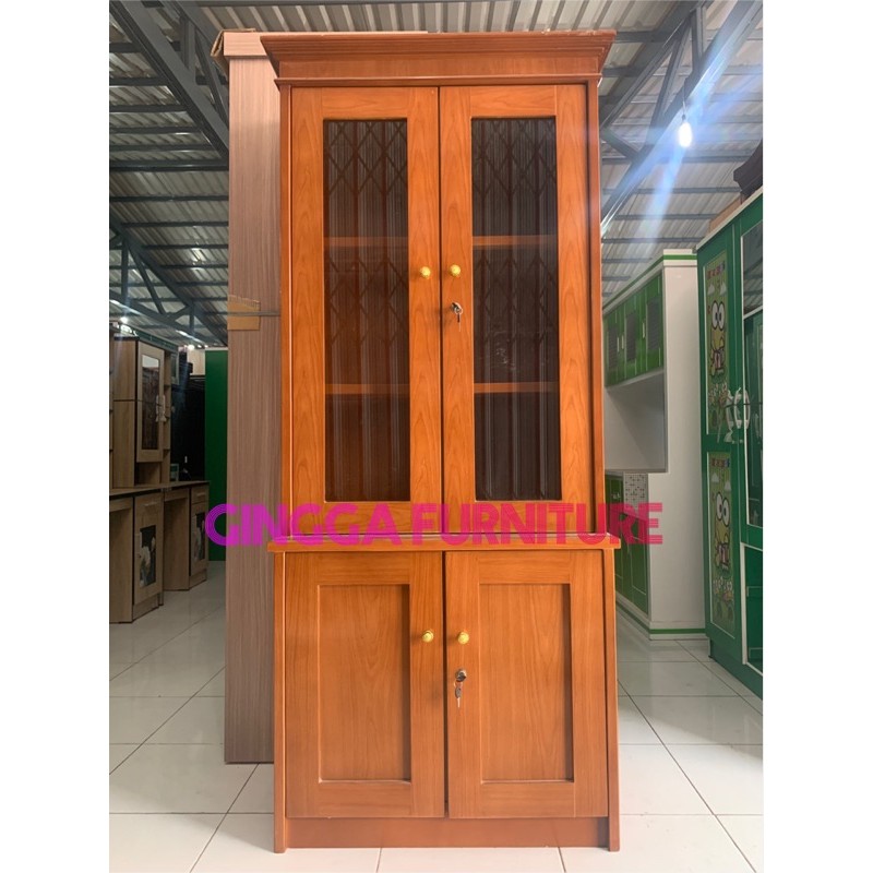 RAK BUKU 2 PINTU KAYU LEMARI KAYU UNTUK BUKU