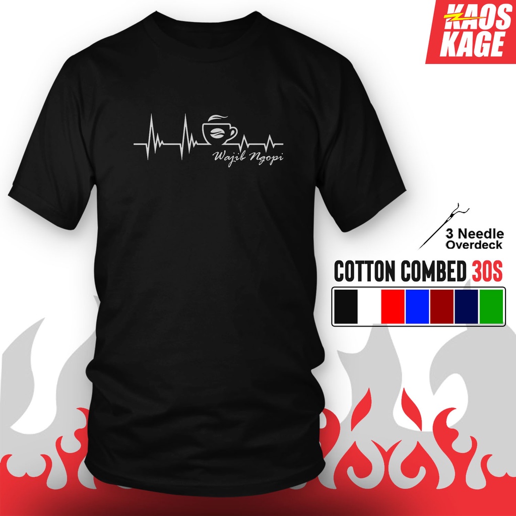 Bayar Ditempat Kaos Baju Distro WAJIB NGOPI 100 % Cotton Combed 30s Cewek Cowok Unisex Tees / T-SHIR