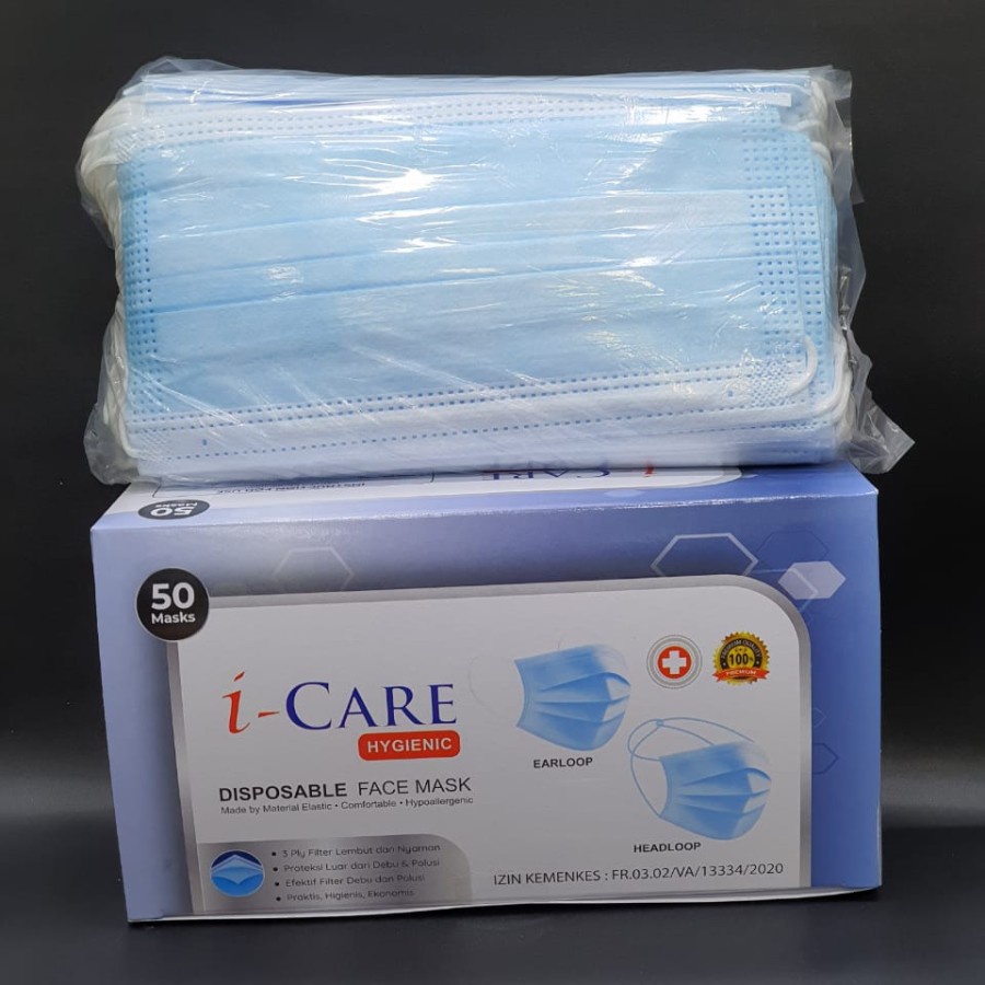 Masker Murah 3ply isi 50 Pcs Earloop 3 Ply Termurah dapat BOX