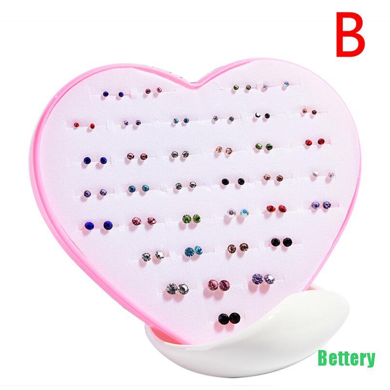 [Bettery] 36 Pairs Fashion Women Girls Crystal Diamante Flower Stud Earrings Jewelry Set CVBH-StyleB