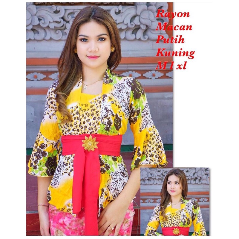  Kebaya  Bali  kebaya  rayon motif macan bunga mawar 