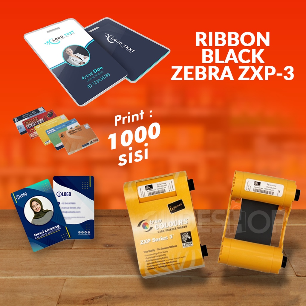 Ribbon Tinta Printer Zebra Black ZXP Series 3 Hitam PN : 800033-801