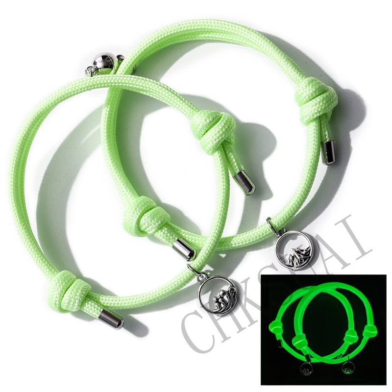 2pcs Gelang Magnetik Luminous Adjustable Untuk Pasangan